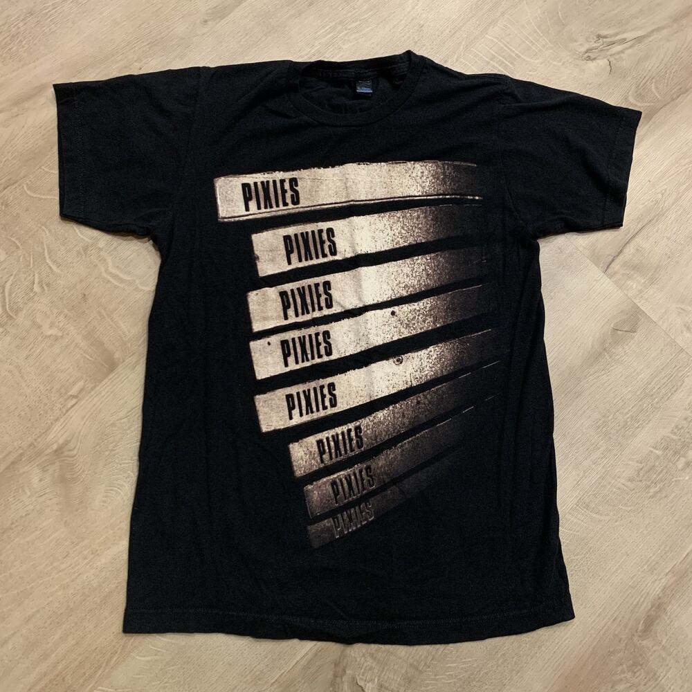 Vintage Y2K Pixies Stack Logo Band Tee Men's Small S Black Tultex Rock Punk